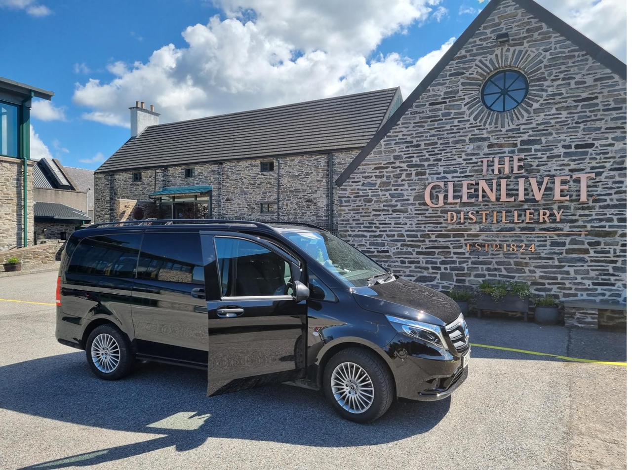 Your vehicle outside a Speyside distillery